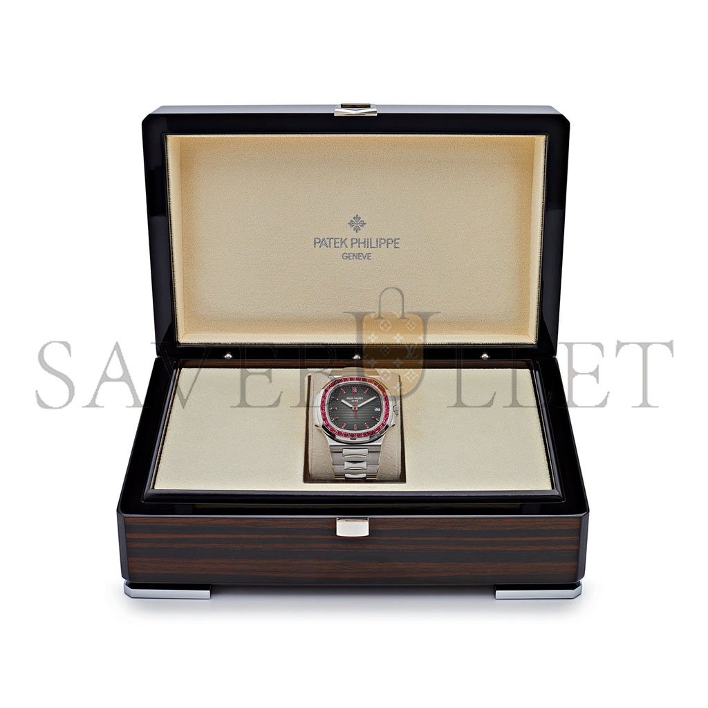 PATEK PHILIPPE NAUTILUS PLATINUM GREY DIAL RUBY BEZEL 40MM 5711/112P-001